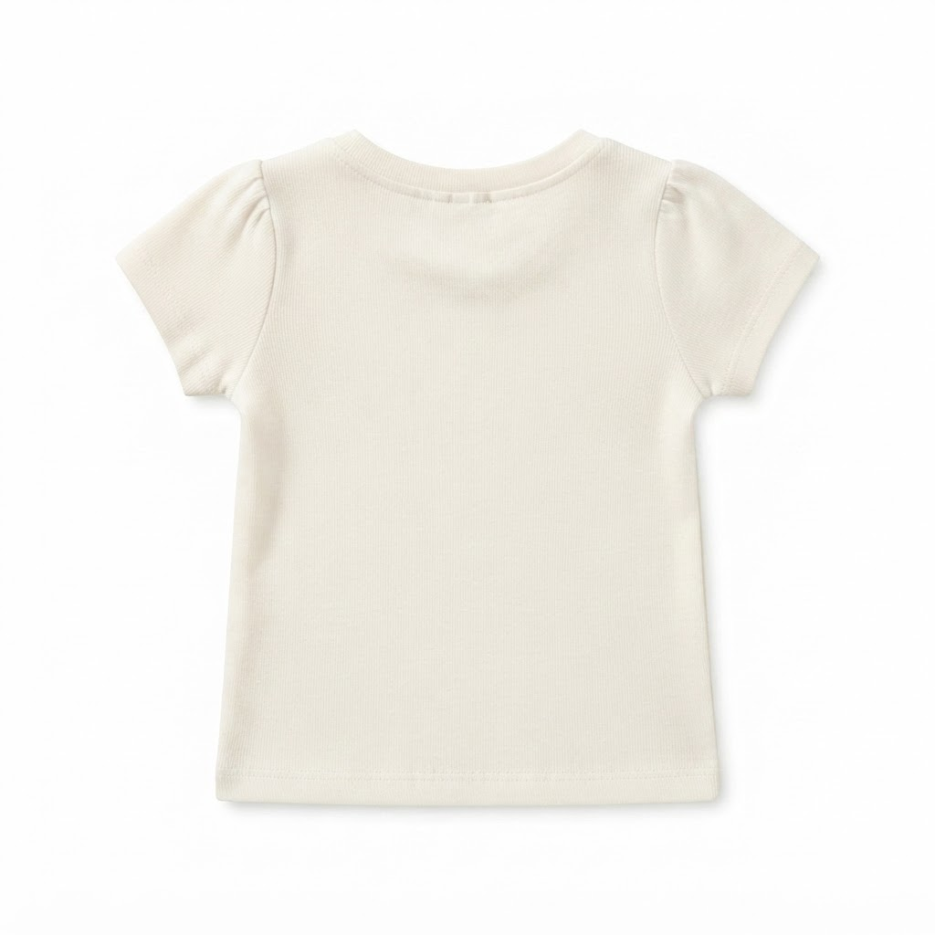 Baby Girls Ivory Cotton Ribbed T-Shirt Regular Fit Casual Wear