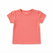 Baby Girls Coral Pink Cotton T-Shirt Regular Fit Casual Wear