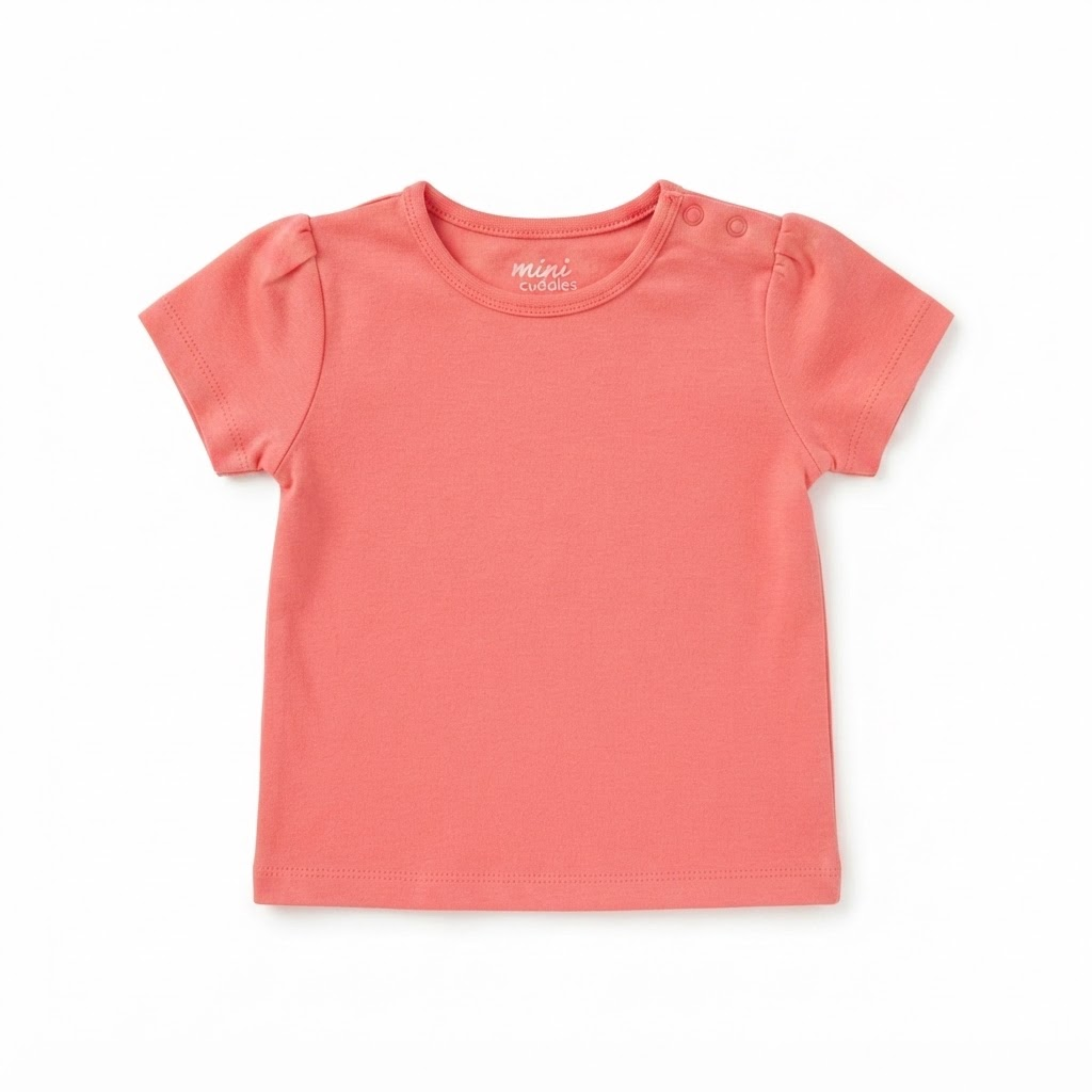 Baby Girls Coral Pink Cotton T-Shirt Regular Fit Casual Wear