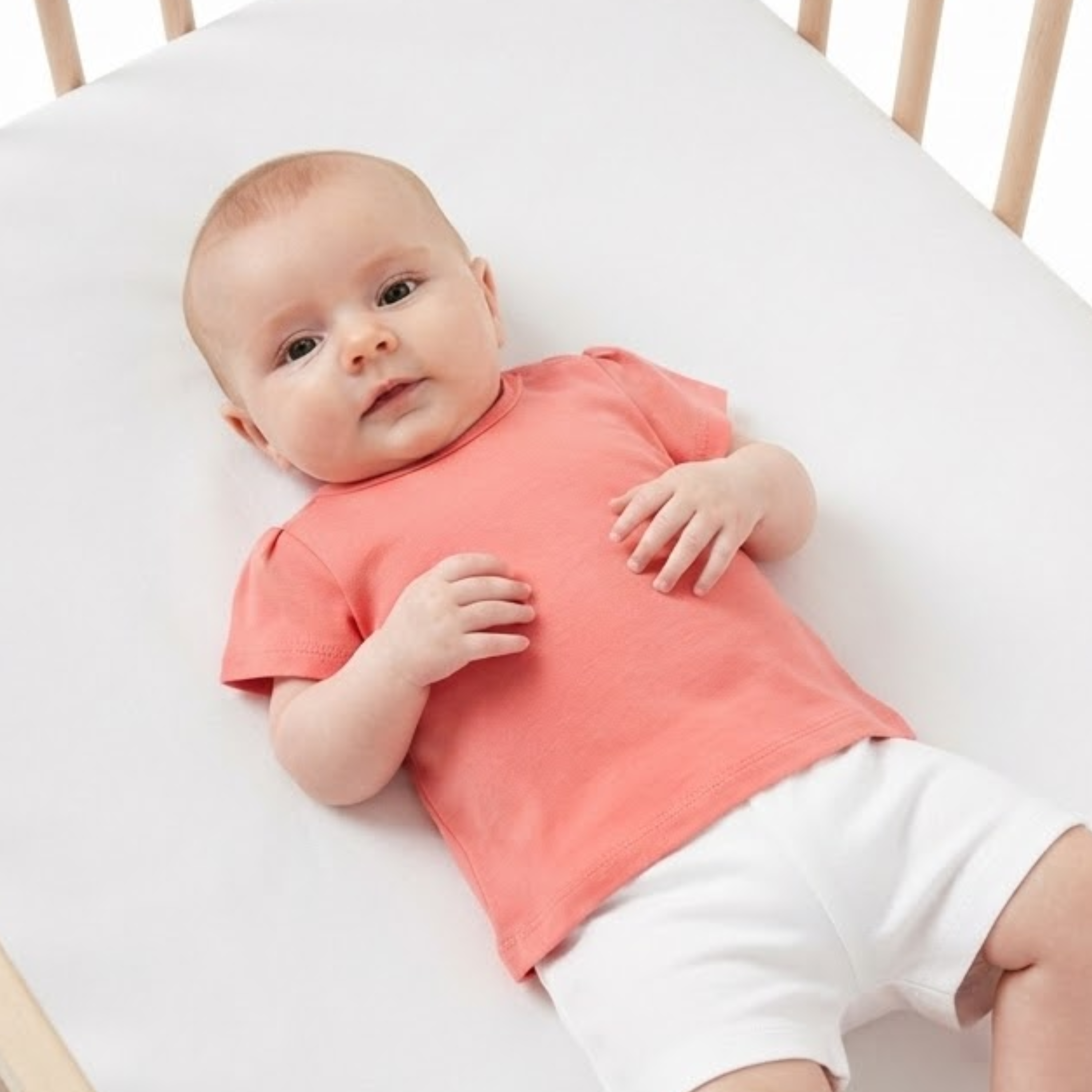 Baby Girls Coral Pink Cotton T-Shirt Regular Fit Casual Wear