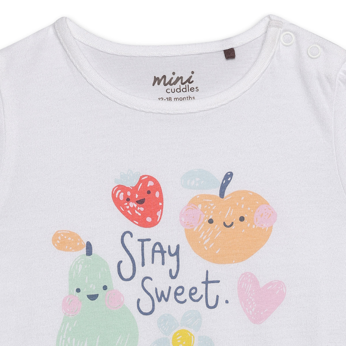 Baby Girls Fruit Print and Solid T-Shirts Pack of 3, Multicolor