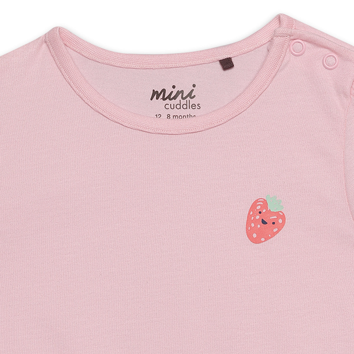 Baby Girls Fruit Print and Solid T-Shirts Pack of 3, Multicolor