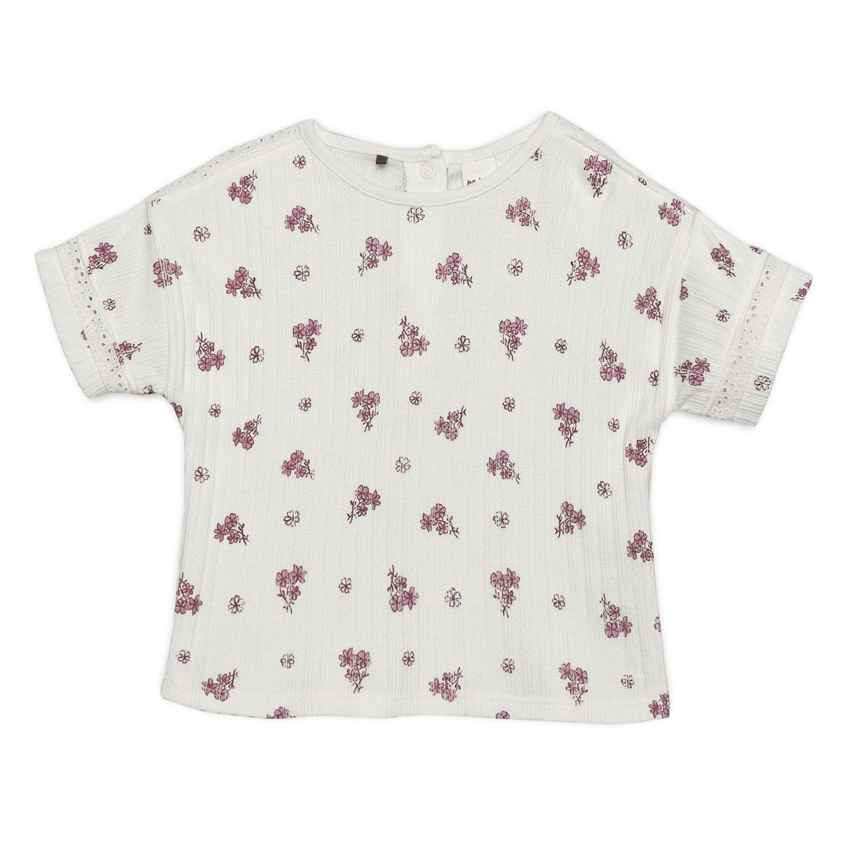 Baby Girls All-Over Floral Print Top, Off White