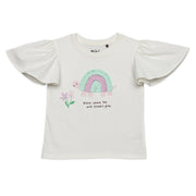 Baby Girls Turtle Appliqué Flounce Sleeve Top, Off White