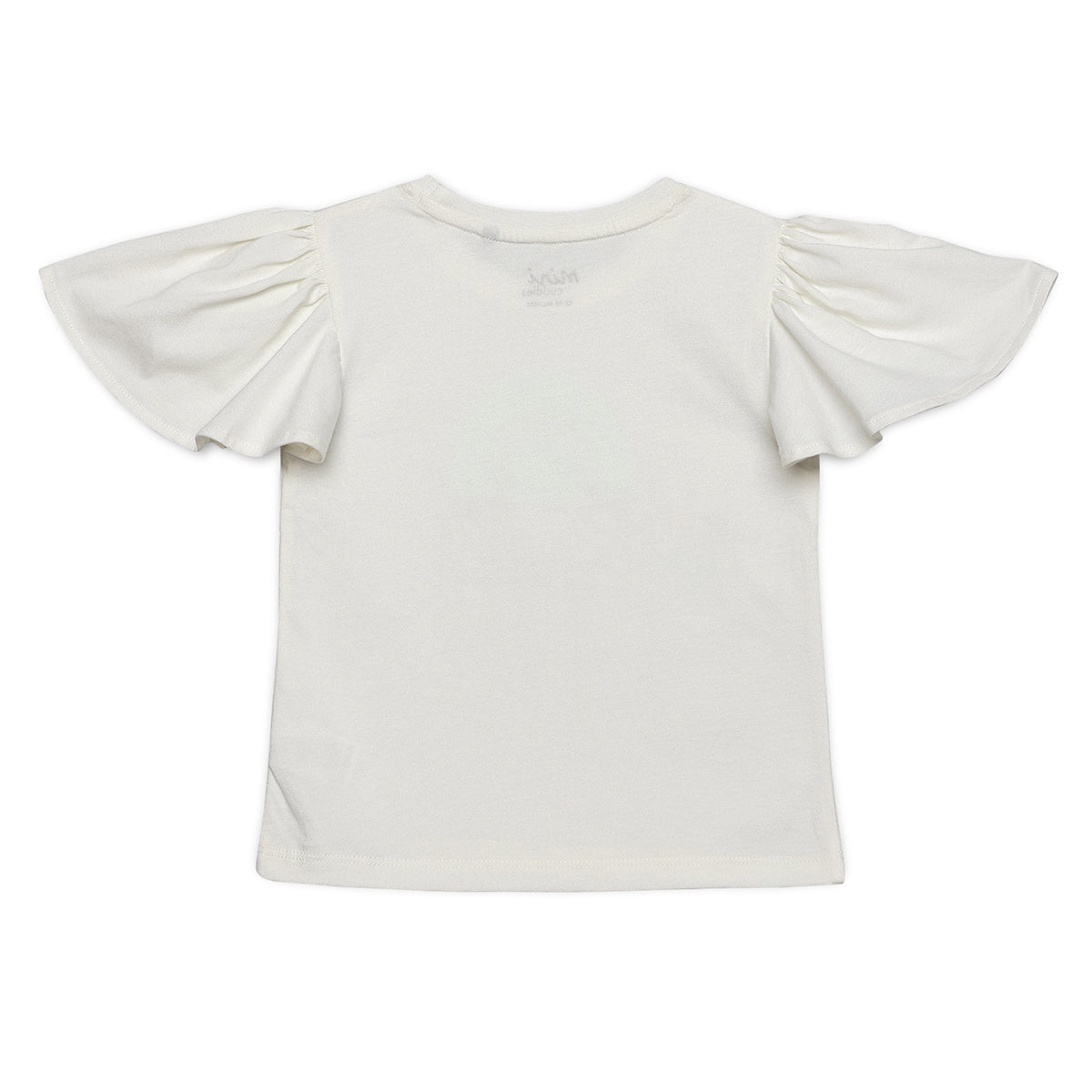 Baby Girls Turtle Appliqué Flounce Sleeve Top, Off White