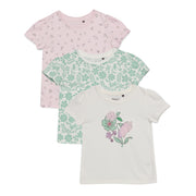 Baby Girls Floral Print and Appliqué T-Shirts Pack of 3, Multicolor