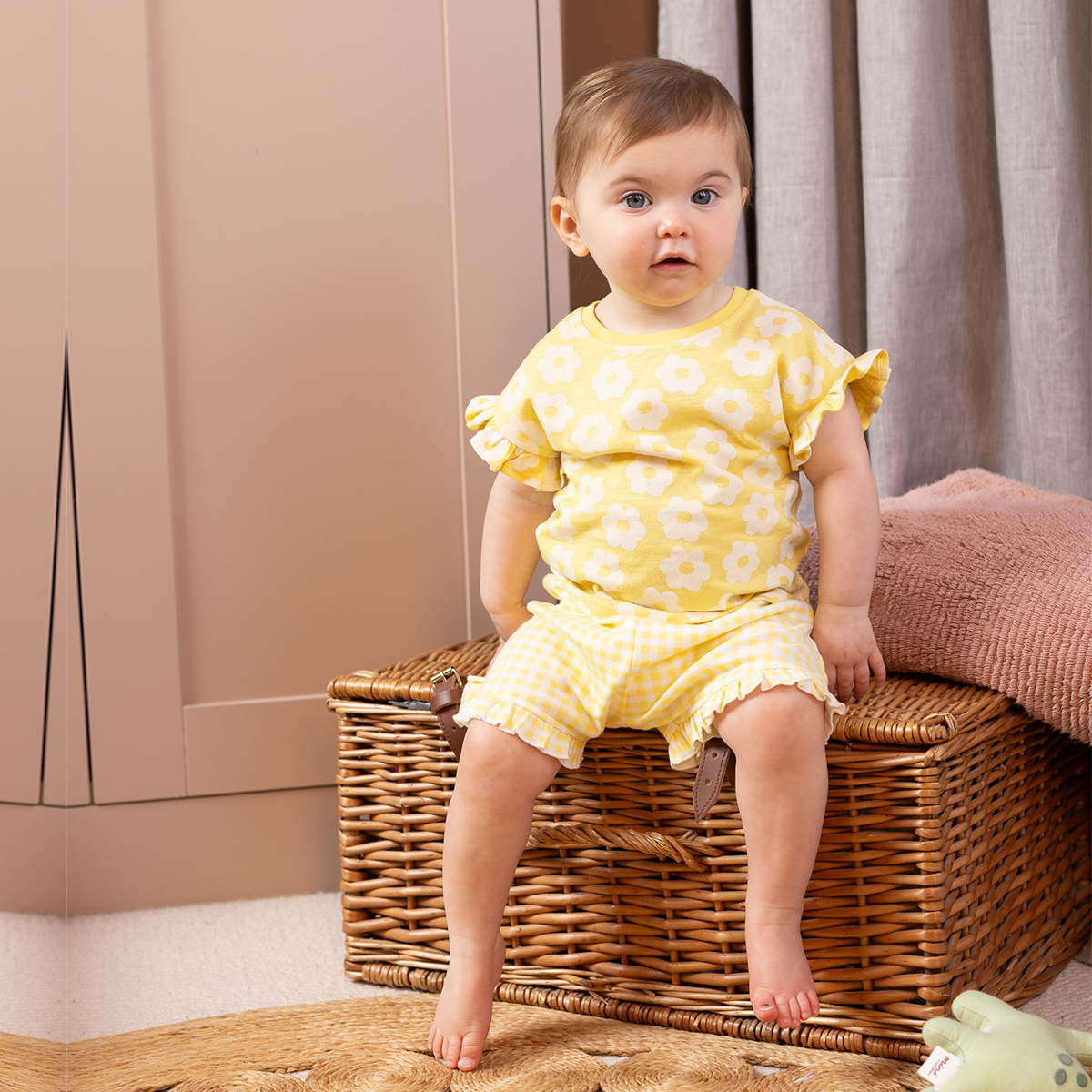 Baby Girls Printed Shorts Pack of 3, Black, White and Yellow