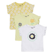 Baby Girls Daisy Print and Graphic Knit Tops Pack of 3, White, Yellow and Green
