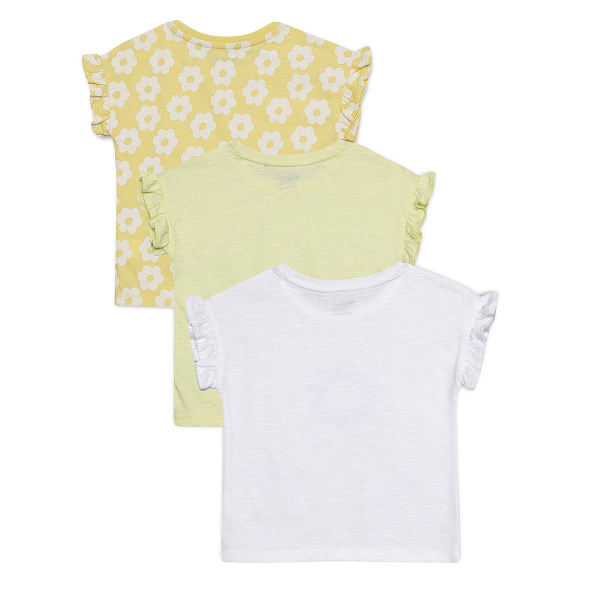 Baby Girls Daisy Print and Graphic Knit Tops Pack of 3, White, Yellow and Green