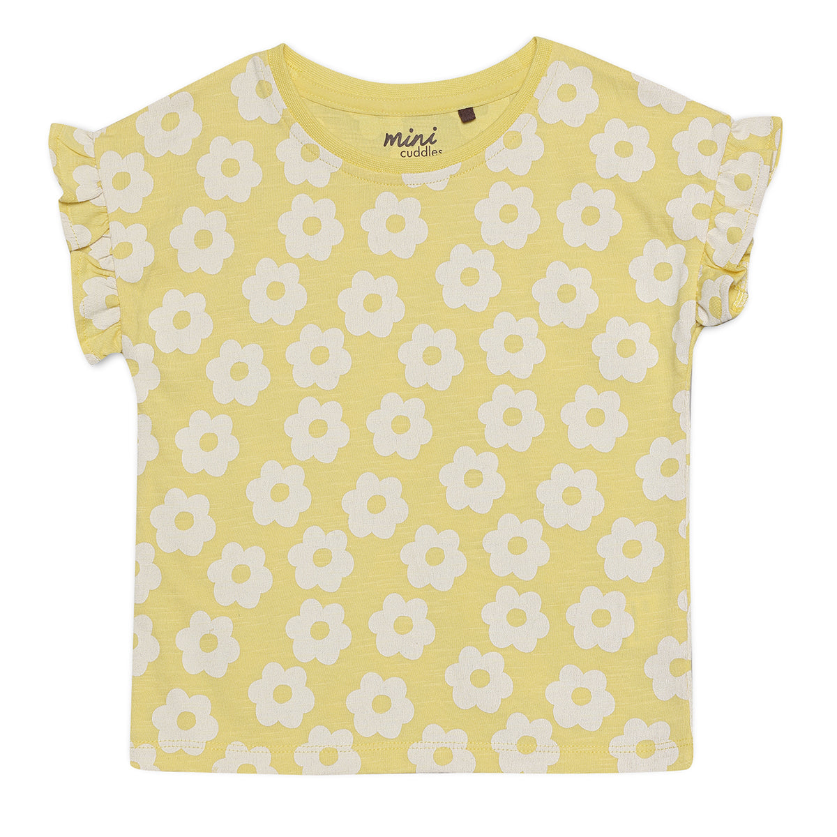 Baby Girls Daisy Print and Graphic Knit Tops Pack of 3, White, Yellow and Green