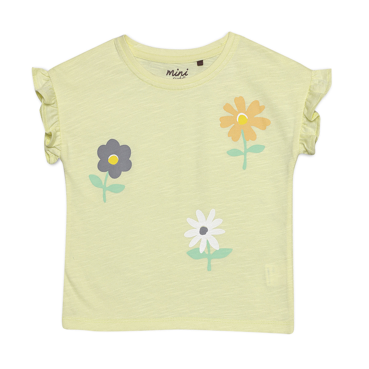Baby Girls Daisy Print and Graphic Knit Tops Pack of 3, White, Yellow and Green