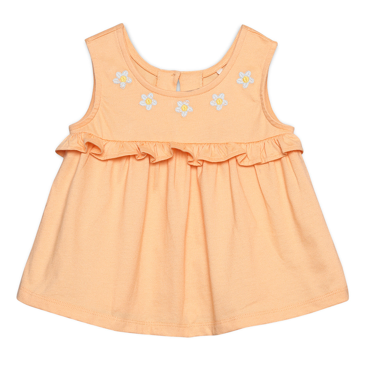 Baby Girls Daisy Embroidered Sleeveless Top, Peach