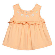 Baby Girls Daisy Embroidered Sleeveless Top, Peach