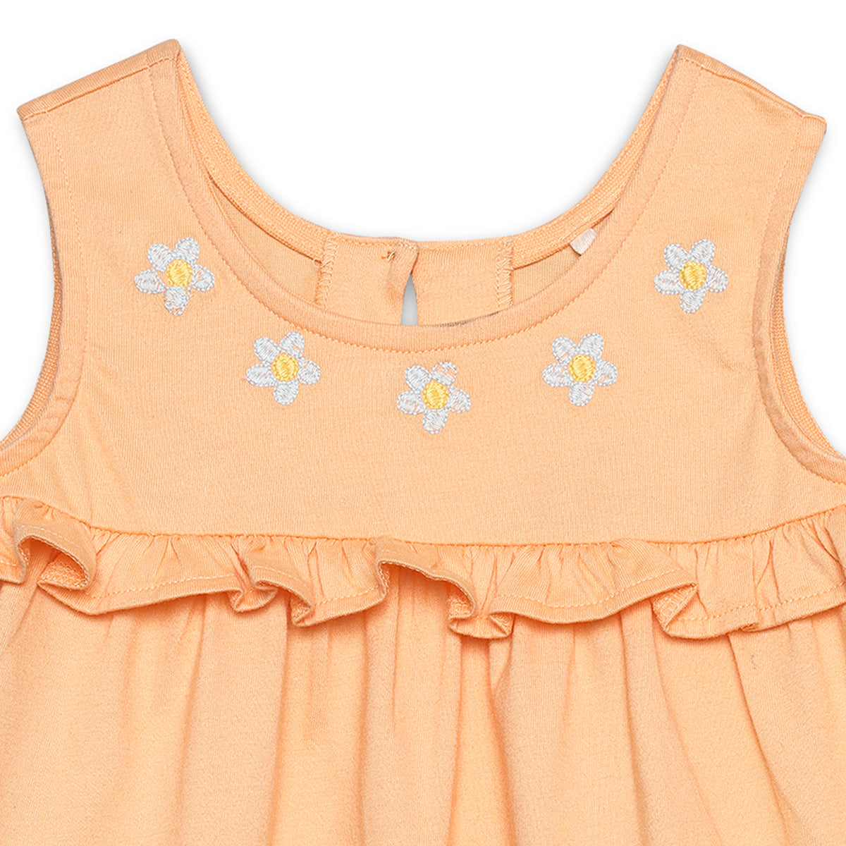 Baby Girls Daisy Embroidered Sleeveless Top, Peach