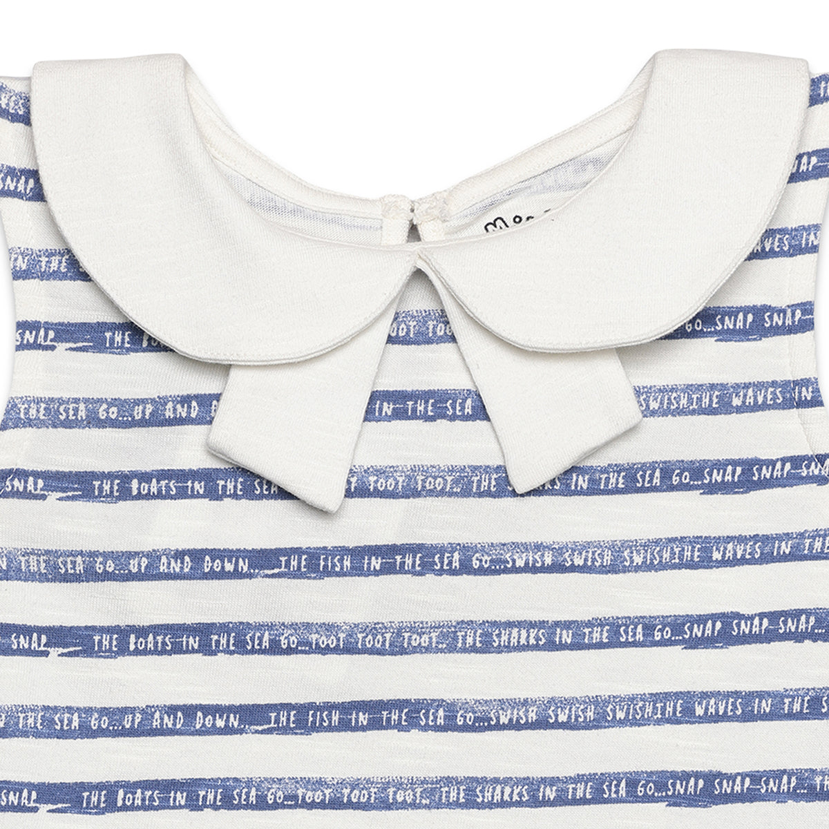 Baby Girls Striped Sleeveless Top with Collar, Blue and White
