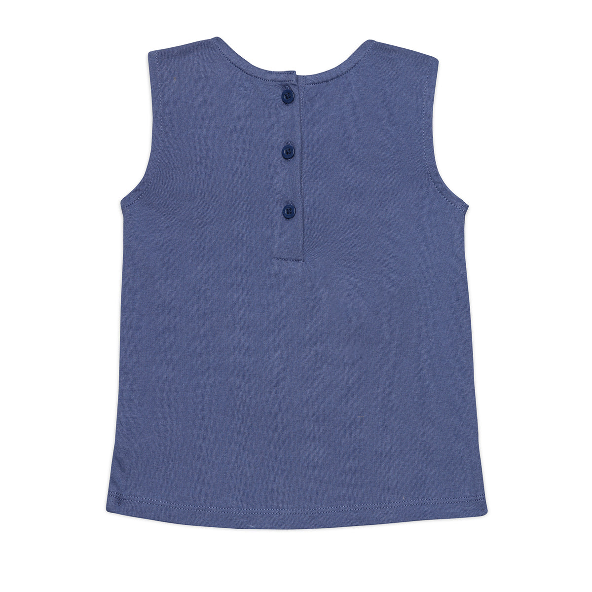 Baby Girls Sleeveless Graphic Top with Basket Applique, Blue
