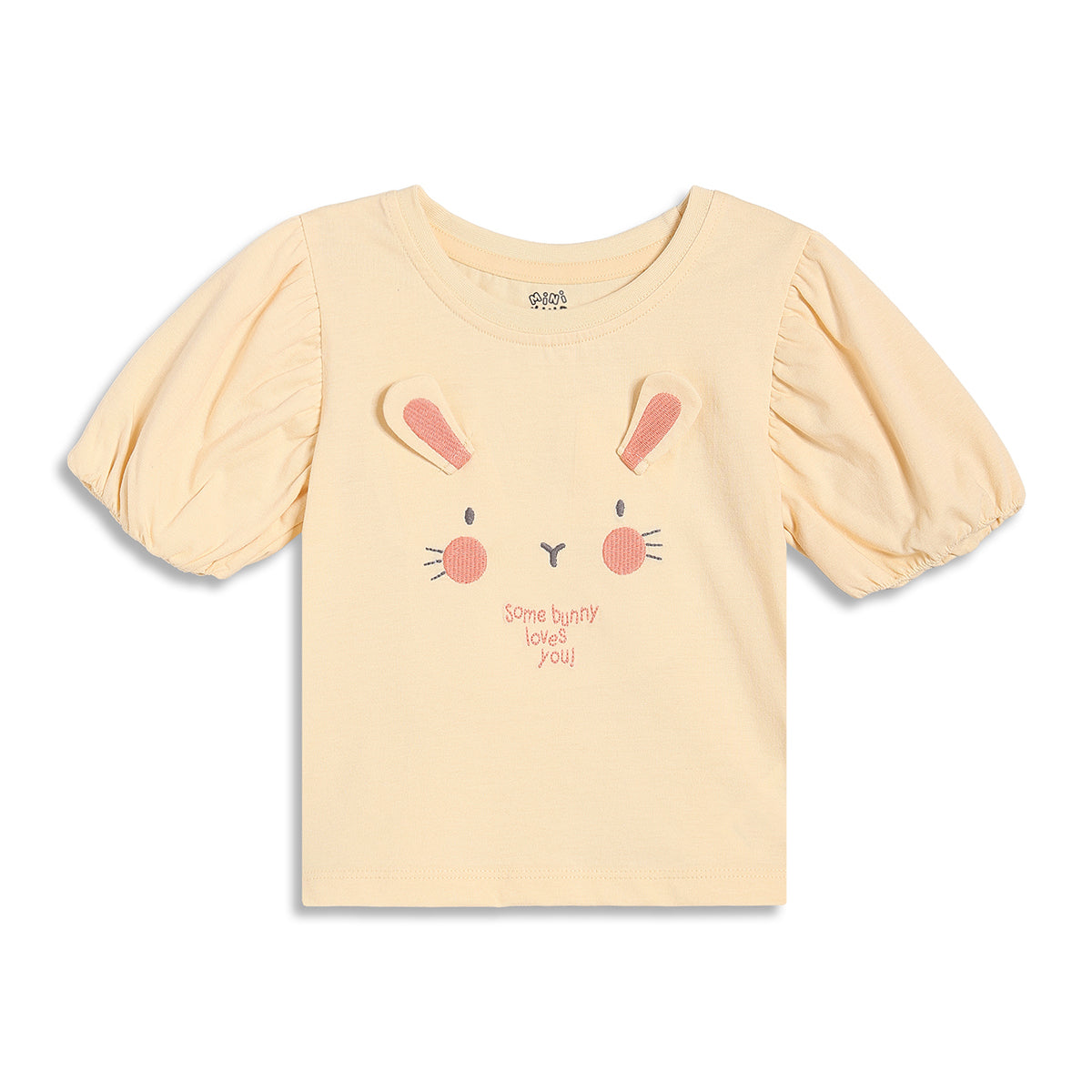 Baby Girls Bunny Applique T-Shirt, Peach