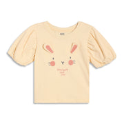Baby Girls Bunny Applique T-Shirt, Peach
