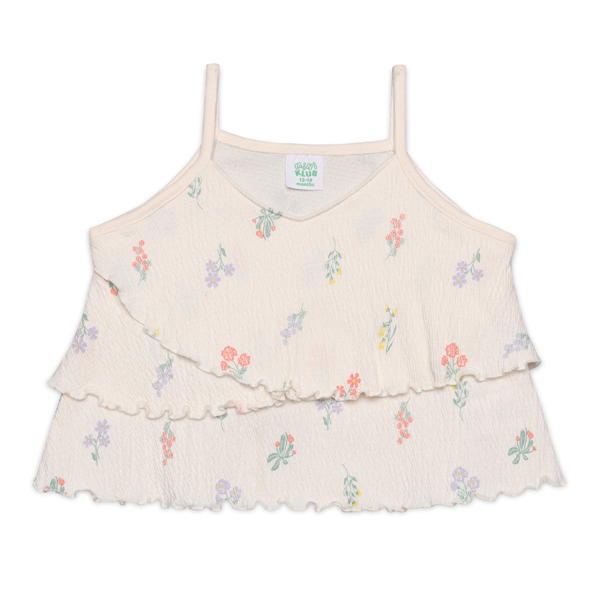 Baby Girls Floral Printed Layered Camisole Top, Cream