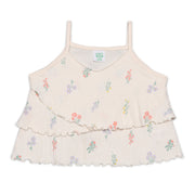 Baby Girls Floral Printed Layered Camisole Top, Cream