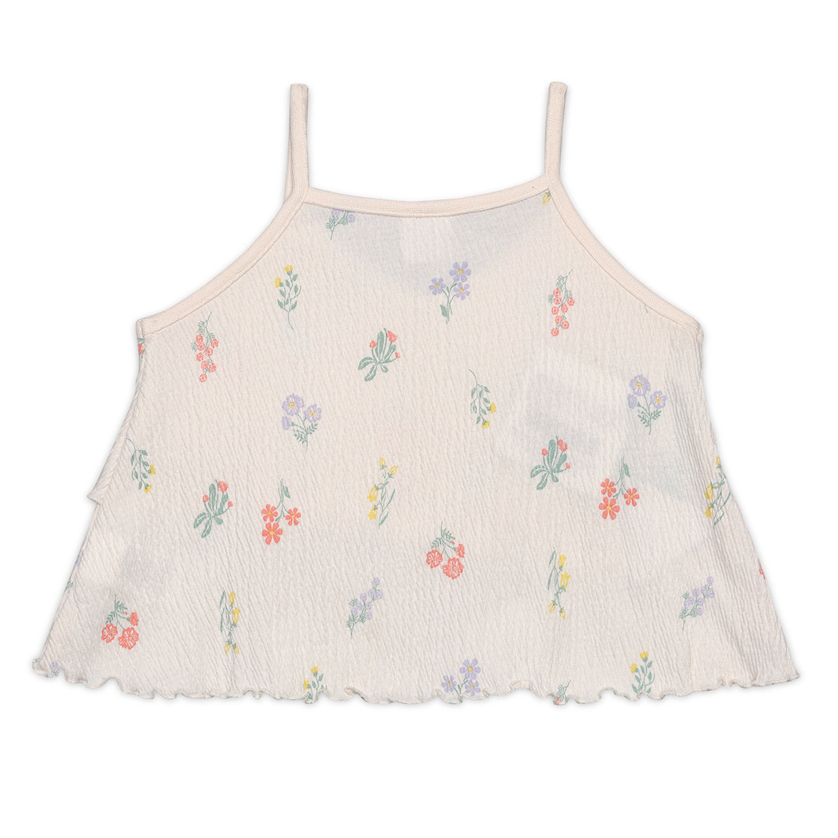 Baby Girls Floral Printed Layered Camisole Top, Cream