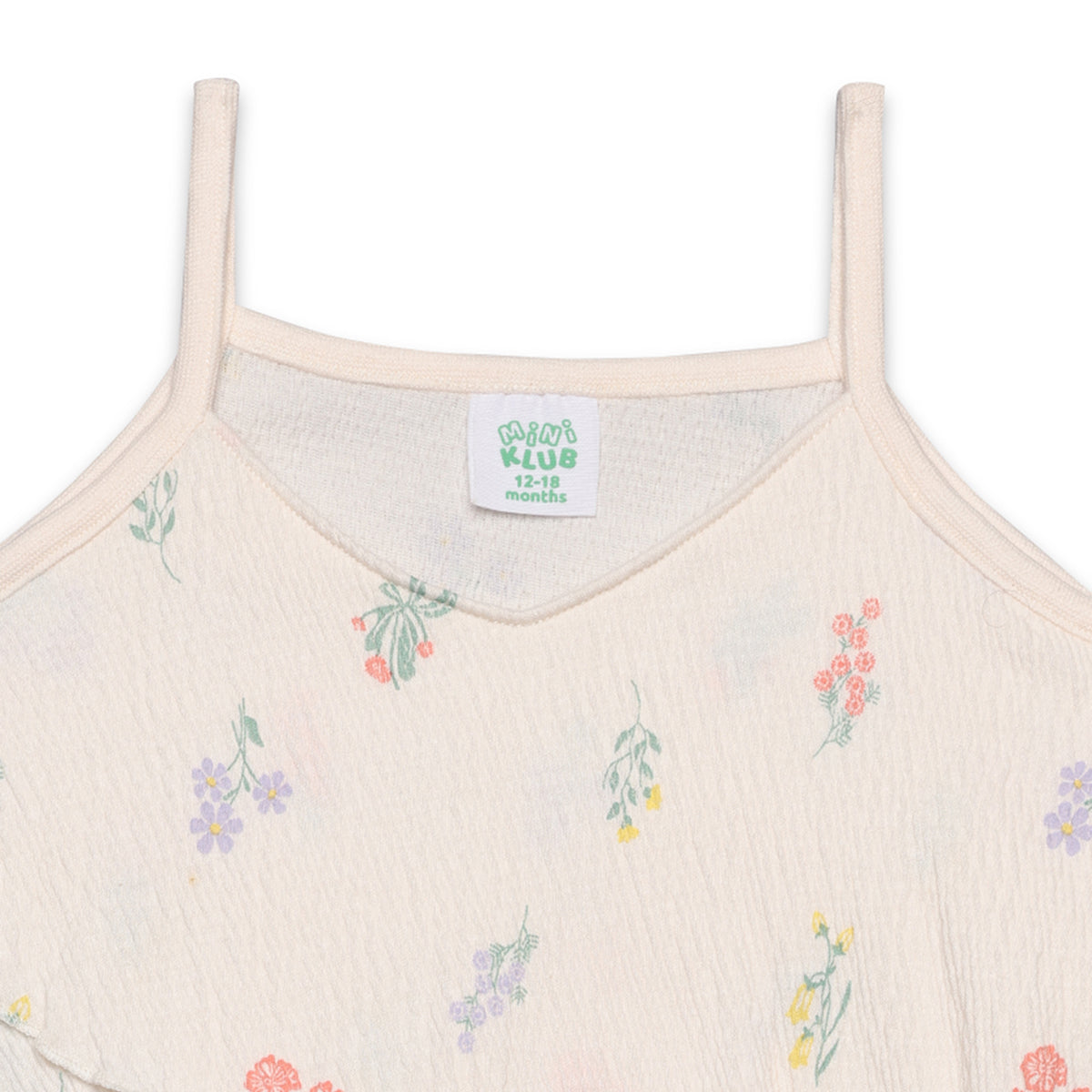 Baby Girls Floral Printed Layered Camisole Top, Cream