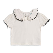 Baby Girls Peter Pan Collar Solid Top, Off White