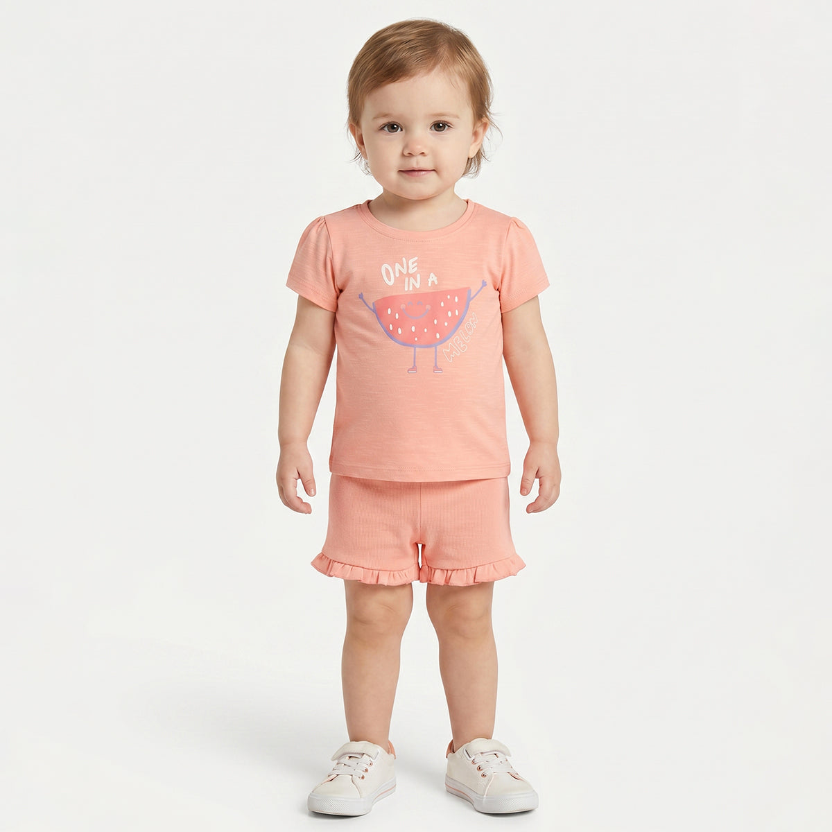 Baby Girls Graphic Slogan Top, Peach