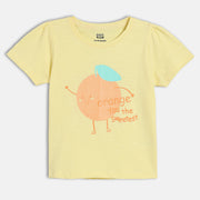 Baby Girls Graphic Knit T-Shirt,  Yellow and Orange