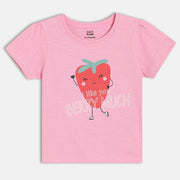 Baby Girls Strawberry Graphic Knit Top, Pink