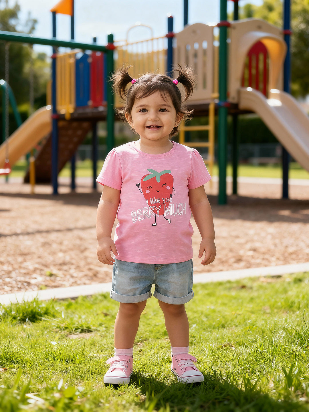 Baby Girls Strawberry Graphic Knit Top, Pink