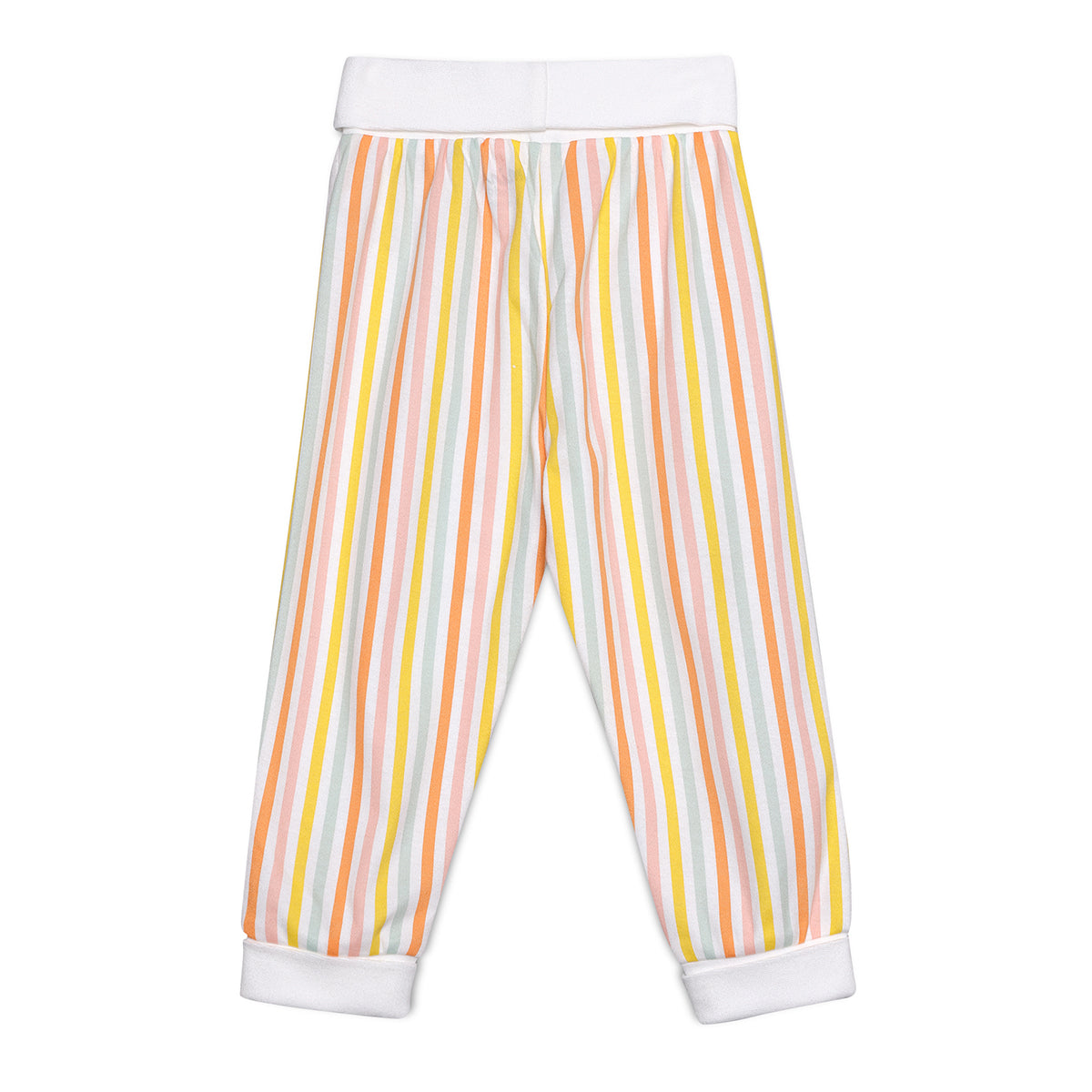 Baby Girls Fruit Print, Solid and Striped Pants Pack of 3, Multicolor