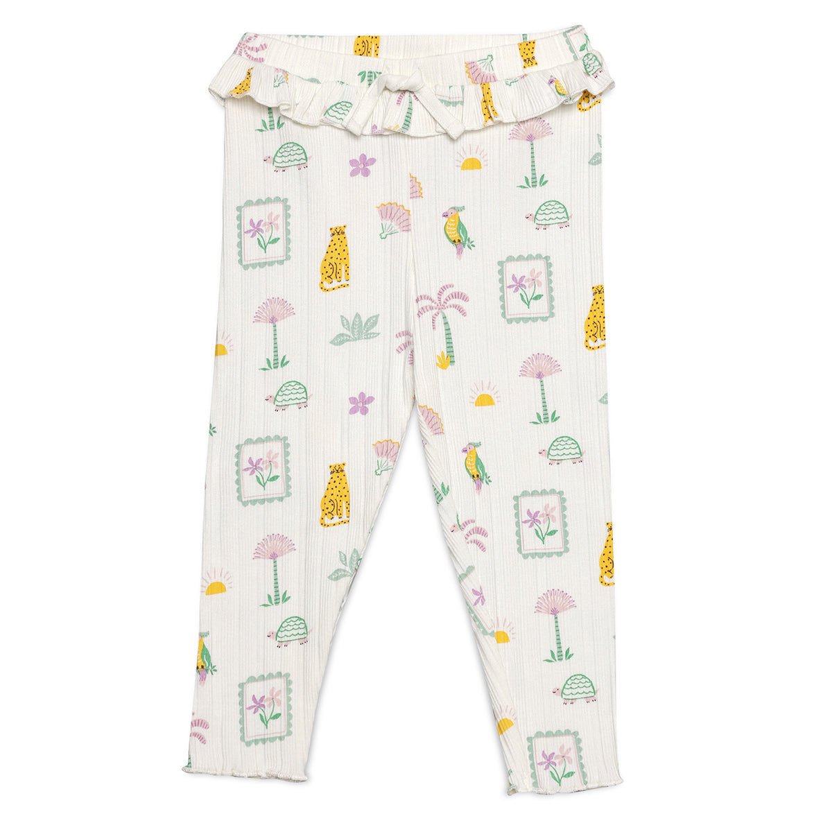 Baby Girls Printed Leggings Pack of 3, Pink, White and Green