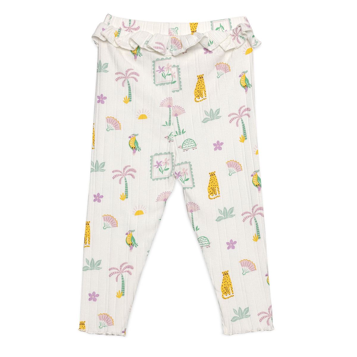 Baby Girls Printed Leggings Pack of 3, Pink, White and Green