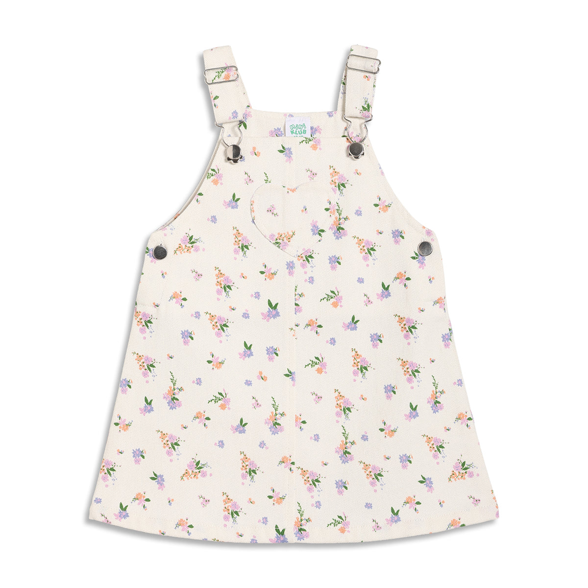 Baby Girls Floral Dungaree Set with T-Shirt, Pack of 2, Cream and Lavender