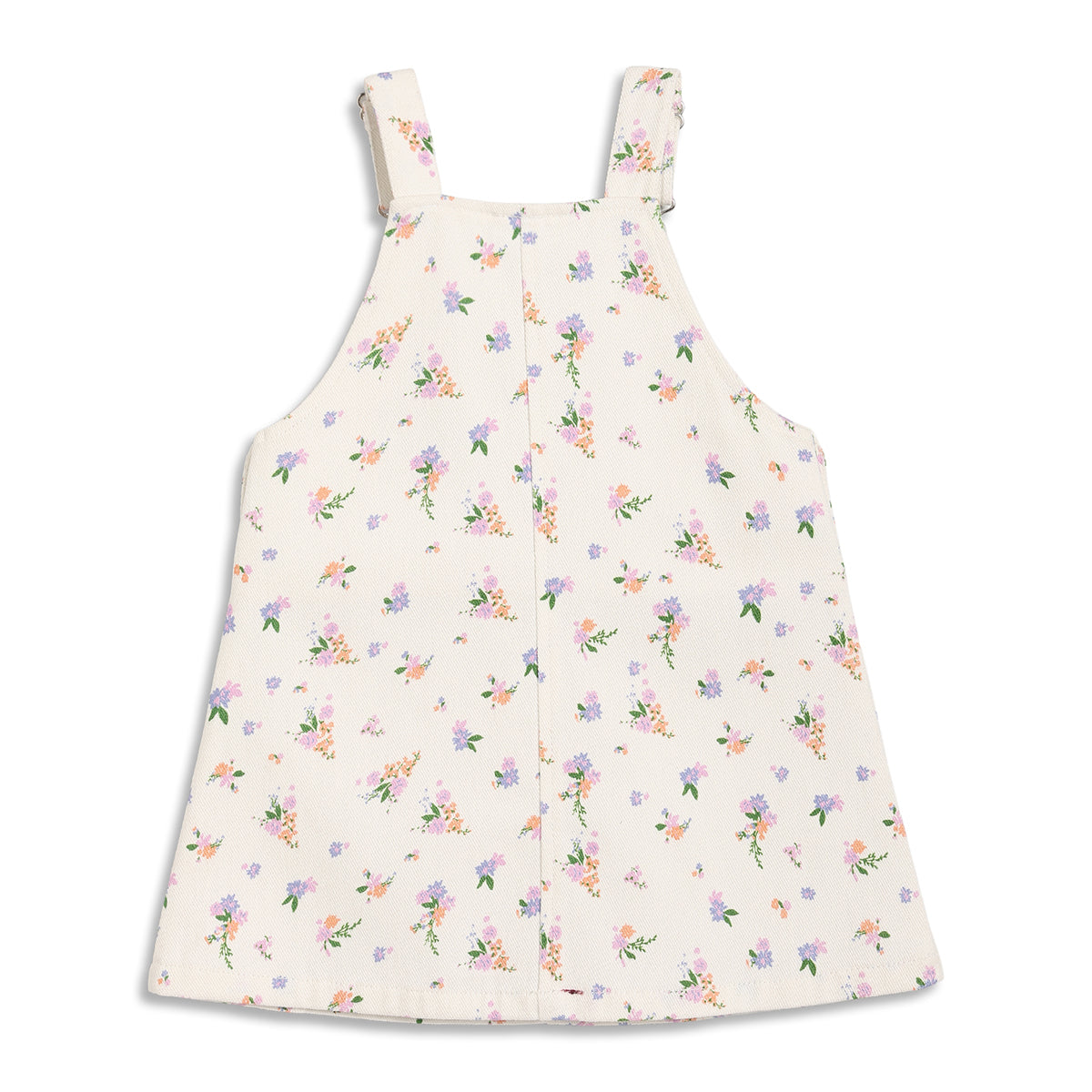Baby Girls Floral Dungaree Set with T-Shirt, Pack of 2, Cream and Lavender