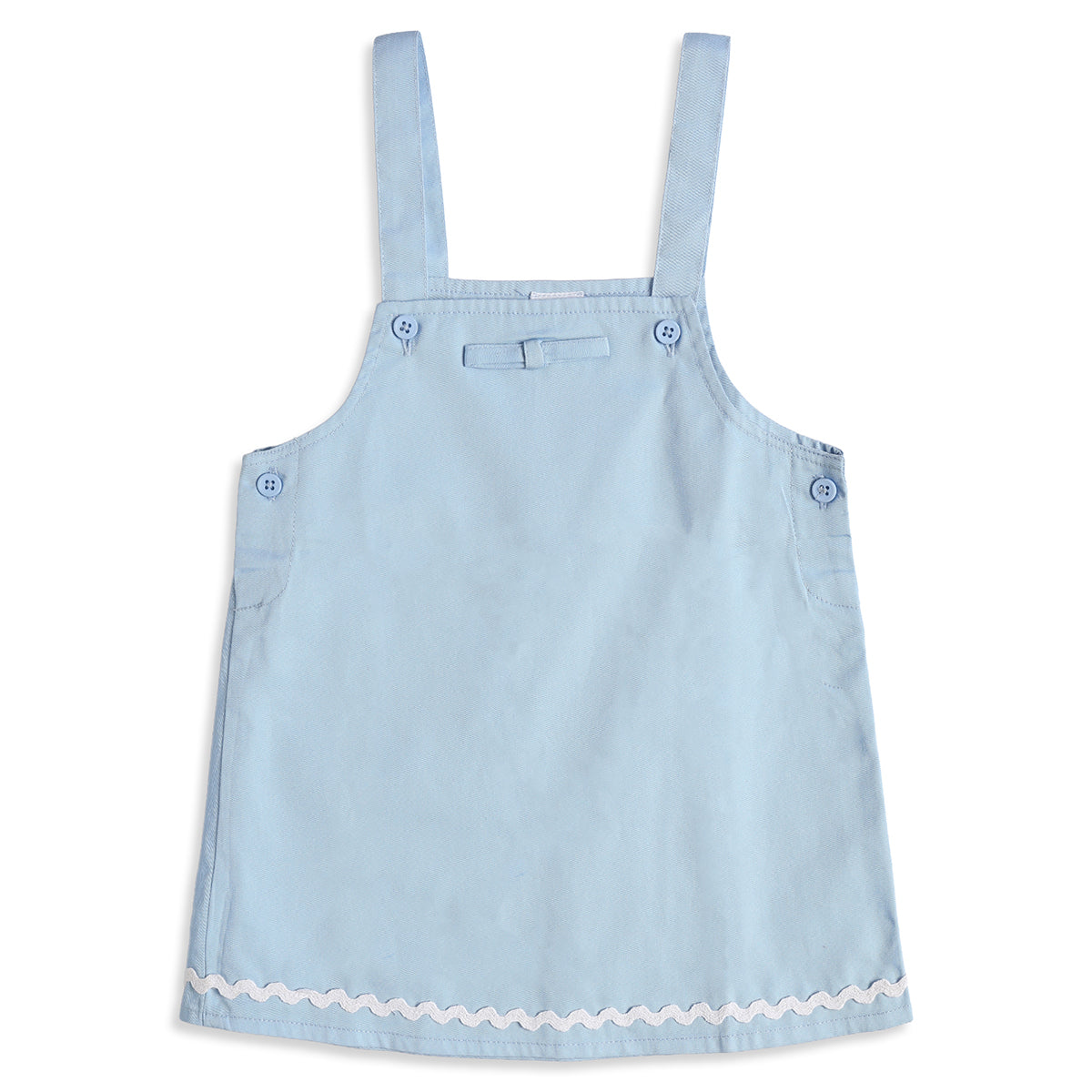 Baby Girls Blue Dungaree Dress with White T-Shirt Casual 2-Piece Outfit Set