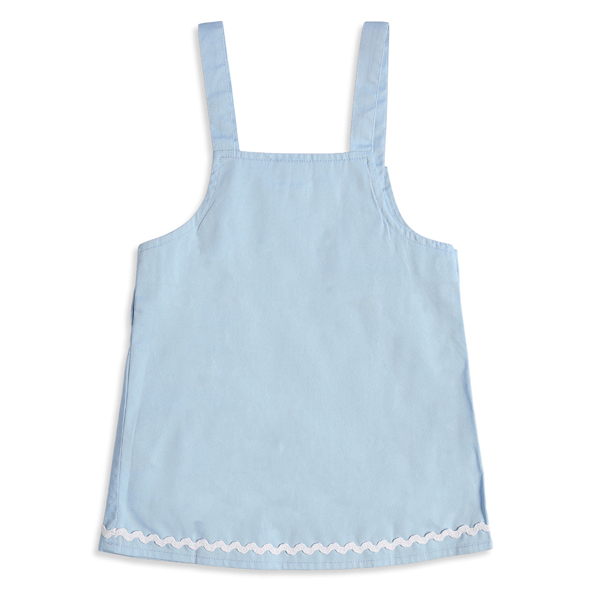 Baby Girls Blue Dungaree Dress with White T-Shirt Casual 2-Piece Outfit Set