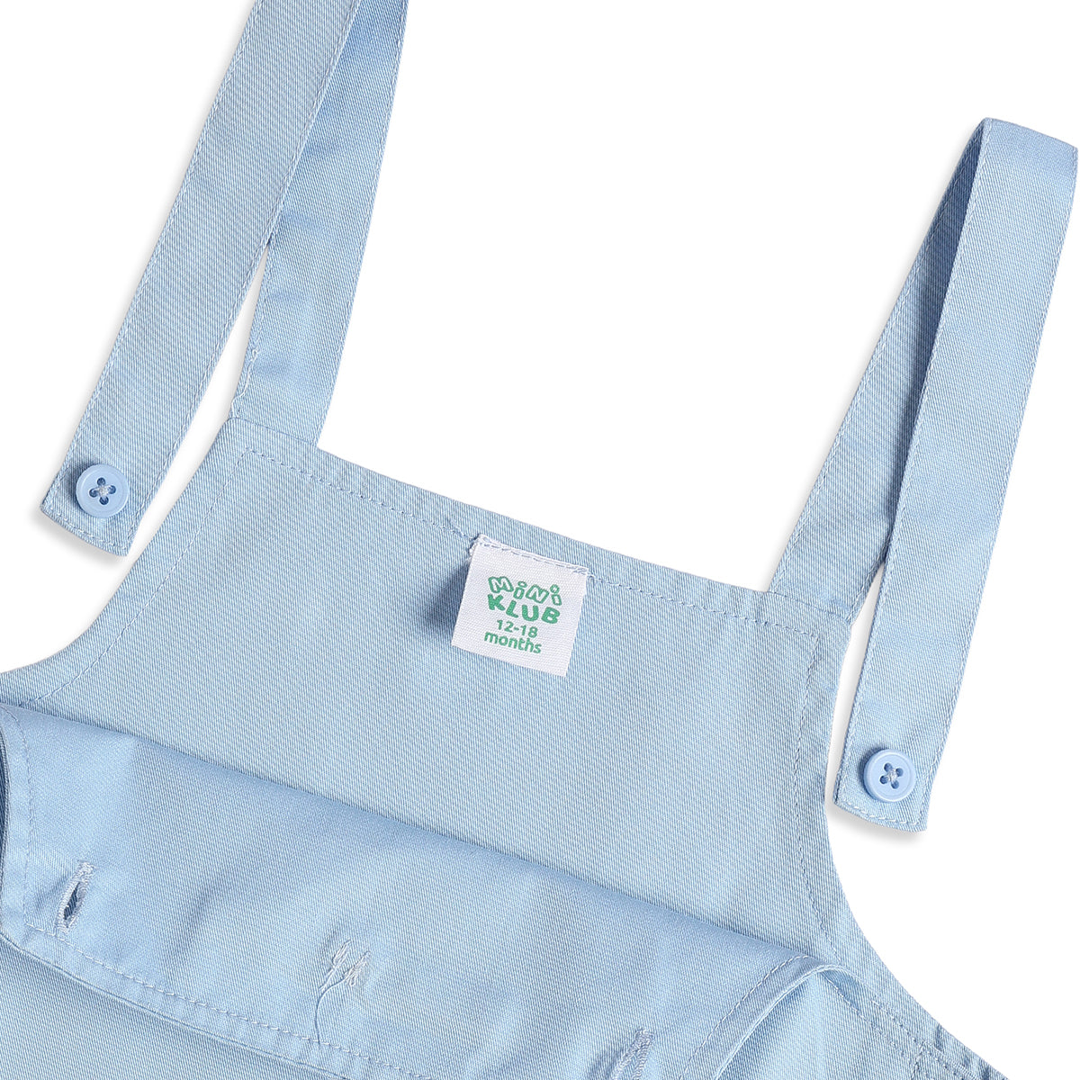 Baby Girls Blue Dungaree Dress with White T-Shirt Casual 2-Piece Outfit Set