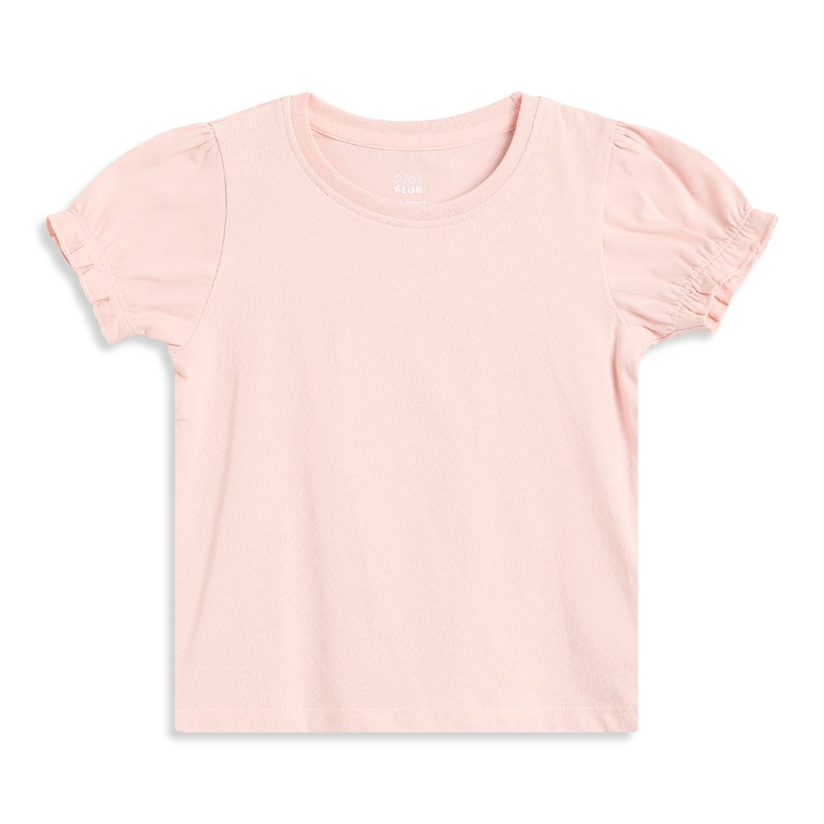Baby Girls Blue Denim Pinafore Dress with Pink Puff Sleeve T-Shirt Regular Fit Casual Dress Set