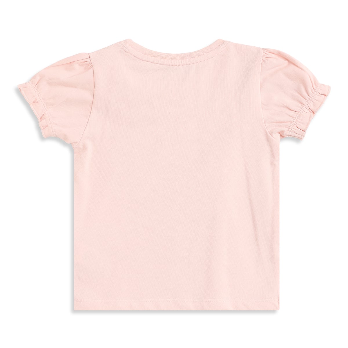 Baby Girls Blue Denim Pinafore Dress with Pink Puff Sleeve T-Shirt Regular Fit Casual Dress Set