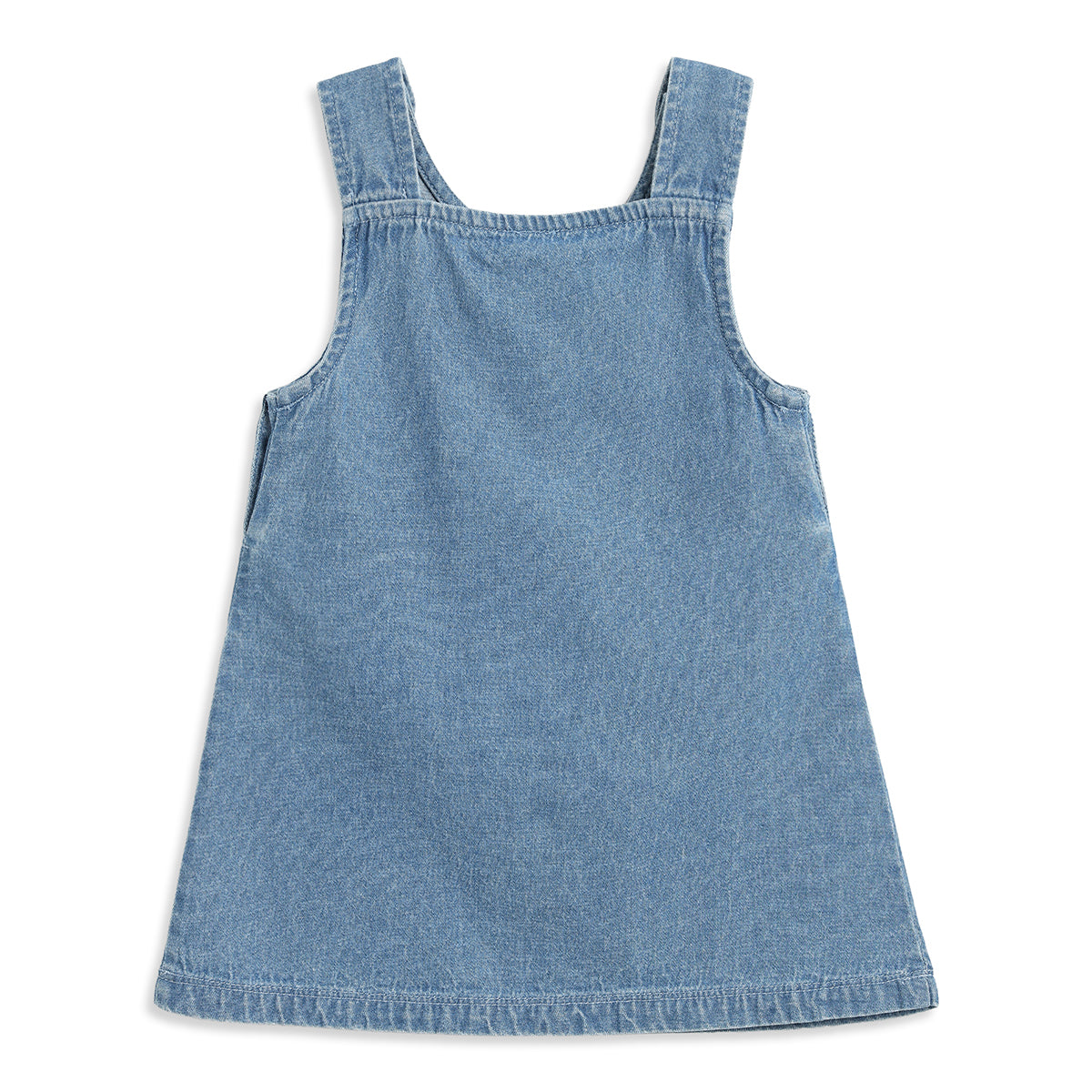 Baby Girls Blue Denim Pinafore Dress with Pink Puff Sleeve T-Shirt Regular Fit Casual Dress Set