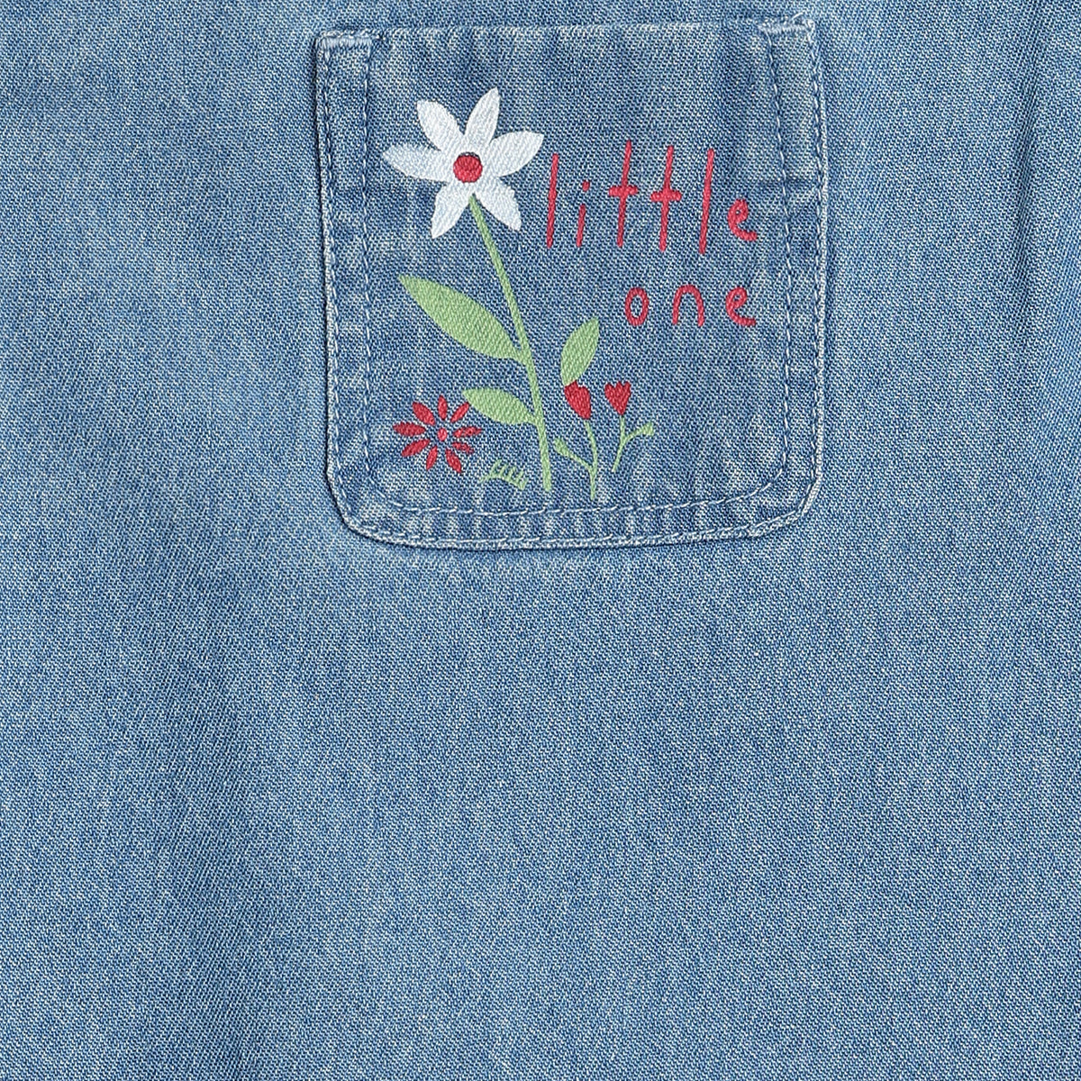 Baby Girls Blue Denim Pinafore Dress with Pink Puff Sleeve T-Shirt Regular Fit Casual Dress Set