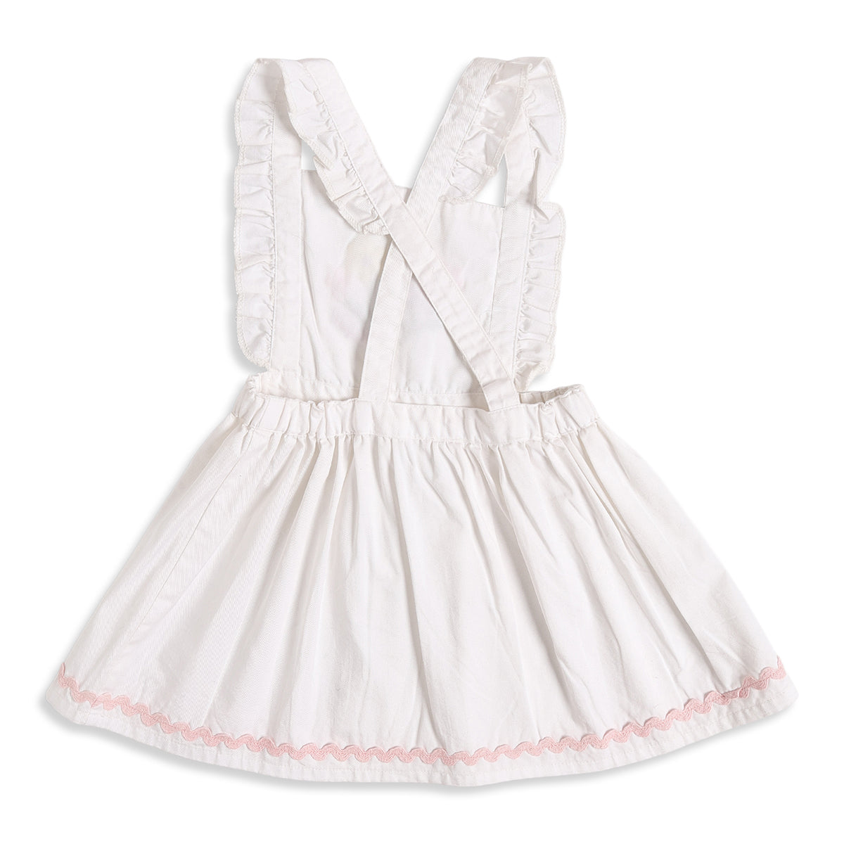 Baby Girls Yellow T-Shirt with White Embroidered Pinafore Dress Casual Outfit Set