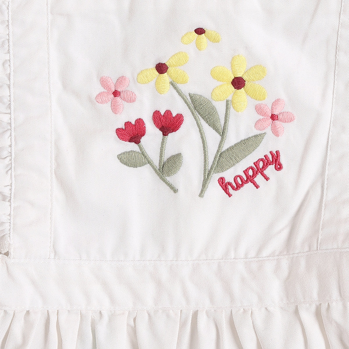 Baby Girls Yellow T-Shirt with White Embroidered Pinafore Dress Casual Outfit Set