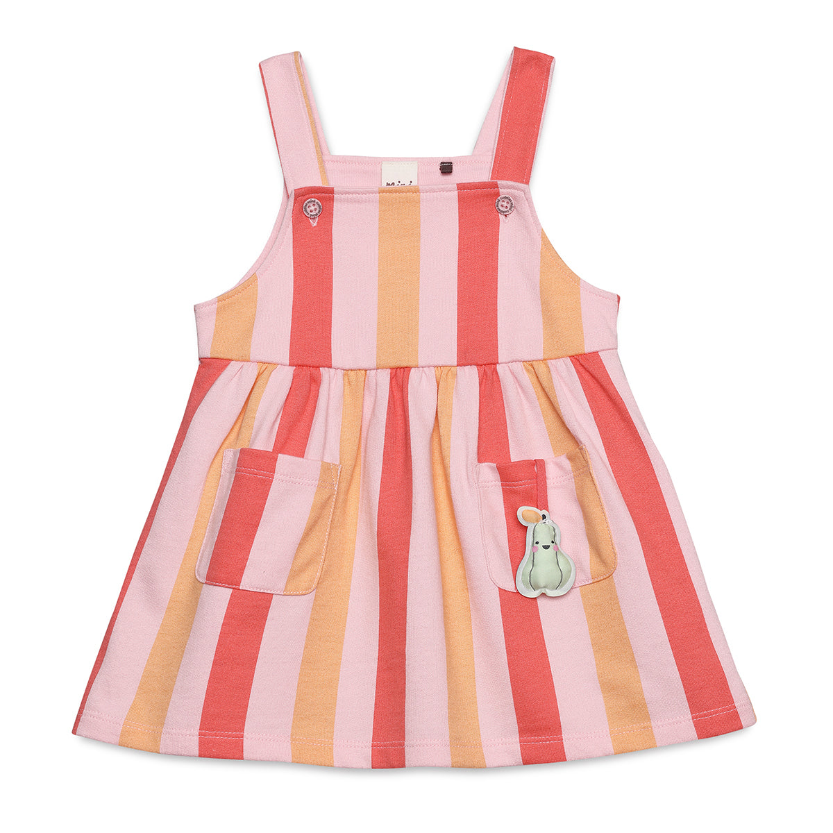 Baby Girls Striped Pinafore and T-Shirt Set, Multicolour