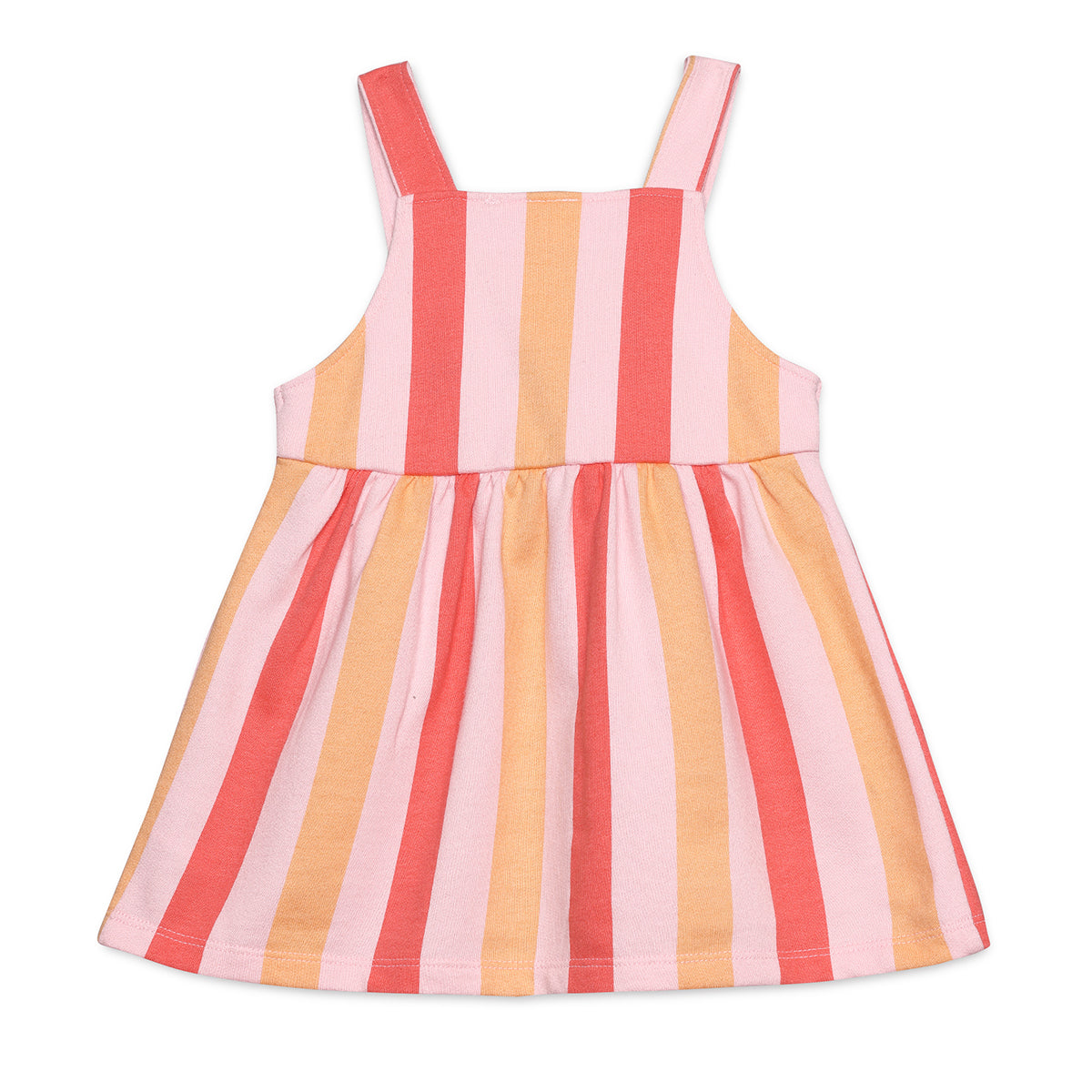 Baby Girls Striped Pinafore and T-Shirt Set, Multicolour