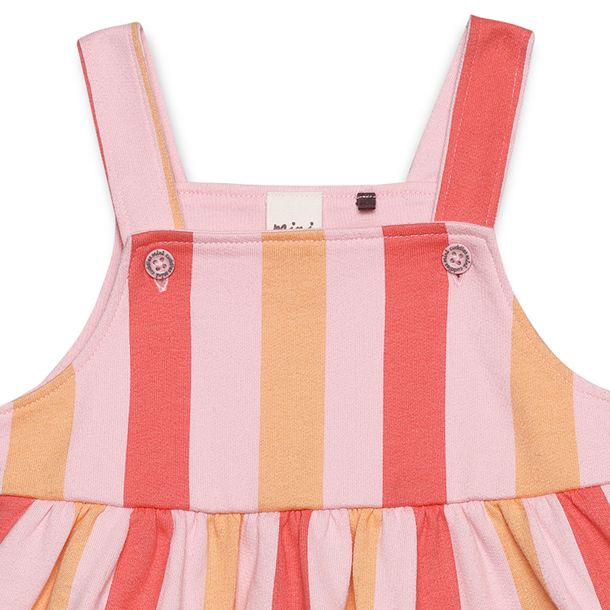 Baby Girls Striped Pinafore and T-Shirt Set, Multicolour