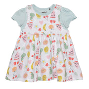 Baby Girls All-Over Fruit Print Pinny Set, Multicolour