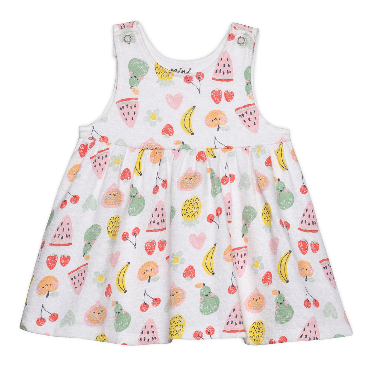 Baby Girls All-Over Fruit Print Pinny Set, Multicolour